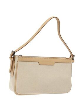 Authentic BURBERRY Shoulder Bag Canvas White